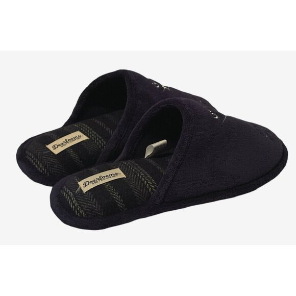 Dearfoams Mens Cozy Comfort Memory Foam Gone Fishin Slippers Size S 7/8 Blue - Picture 16 of 16